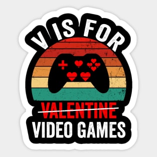 V is for Video Games Valentines Day Boys Funny Retro Vintage Sticker